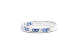 Milligrained Diamond & Ceylon Sapphire Wedding Band in 14k White Gold