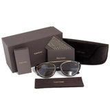 Tom Ford Edita Sunglasses FT0384 01A | Black/Gold Frame | Grey Lens