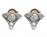 Art Deco Mine & Rose Cut Diamond Earrings in Platinum