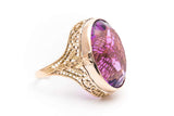Monumental Amethyst Solitaire Ring in 14k Yellow Gold
