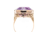 Monumental Amethyst Solitaire Ring in 14k Yellow Gold