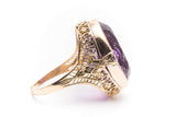 Monumental Amethyst Solitaire Ring in 14k Yellow Gold