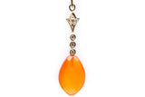 Edwardian Diamond & Carnelian Dangle Earrings in Yellow Gold