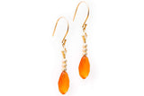 Edwardian Diamond & Carnelian Dangle Earrings in Yellow Gold