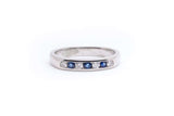 Sparkling Diamond and Sapphire Wedding Band in 14k White Gold