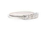 Art Deco Diamond Wedding Band in Hand Engraved Platinum