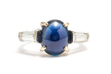 Luscious 4.30 Carat Cabochon Sapphire and Diamond Ring in Platinum