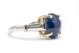 Luscious 4.30 Carat Cabochon Sapphire and Diamond Ring in Platinum