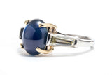 Luscious 4.30 Carat Cabochon Sapphire and Diamond Ring in Platinum