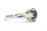 Luscious 4.30 Carat Cabochon Sapphire and Diamond Ring in Platinum