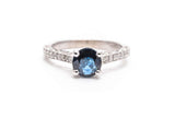 Vintage Sapphire & Diamond Engagement Ring in 14k White Gold