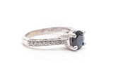 Vintage Sapphire & Diamond Engagement Ring in 14k White Gold