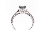Vintage Sapphire & Diamond Engagement Ring in 14k White Gold