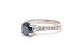 Vintage Sapphire & Diamond Engagement Ring in 14k White Gold