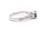 Vintage Sapphire & Diamond Engagement Ring in 14k White Gold