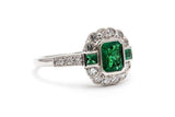 Emerald and Diamond Ring in Luxurious Platinum