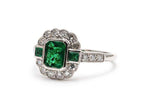Emerald and Diamond Ring in Luxurious Platinum
