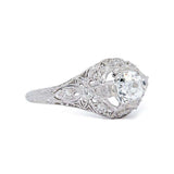 Elaborate Art Deco 1.05 Carat Diamond Platinum Filigree Ring