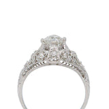 Elaborate Art Deco 1.05 Carat Diamond Platinum Filigree Ring