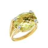 Candy Green Amethyst Diamond Gold Ring