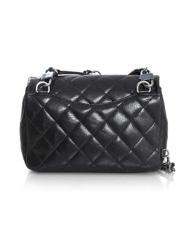 Chanel Black Goatskin Small Double Carry Waist Chain Flap Bag