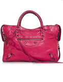 Balenciaga Rose Thulian Agneau Lambskin Moto City Bag