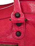 Balenciaga Rose Thulian Agneau Lambskin Moto City Bag