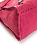 Balenciaga Rose Thulian Agneau Lambskin Moto City Bag