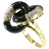 Vintage Onyx and Diamond Ring From Italy ca.1970