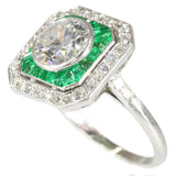 Art Deco Diamond and Emeralds Ring ca.1920