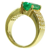 Vintage Emerald and Diamond Ring Signed Kutchinsky