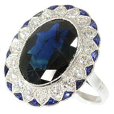 Art Deco Natural Sapphire and Diamond Ring From France