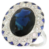 Art Deco Natural Sapphire and Diamond Ring From France