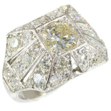 Large Art Deco Diamond and Platinum Statement Ring