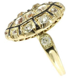 Baroque Diamond and Black Enamel Ring