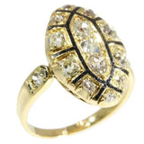 Baroque Diamond and Black Enamel Ring