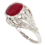 Art Deco Natural Ruby and Diamond Ring from France