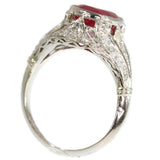 Art Deco Natural Ruby and Diamond Ring from France