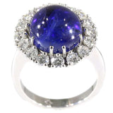 Vintage Natural Cabochon Sapphire and Diamond Ring