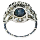 Vintage Blue Sapphire and Diamond Engagement Ring from France
