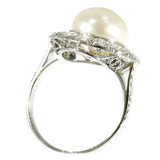 Vintage Pearl and Diamond Engagement Ring