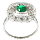 Art Deco Brazilian Emerald and Diamond Ring from France