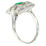 Art Deco Brazilian Emerald and Diamond Ring from France