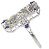 Art Deco Blue Sapphire and Diamond Ring