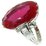 Vintage Large Ruby and Diamond Ring from France