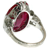 Vintage Large Ruby and Diamond Ring from France