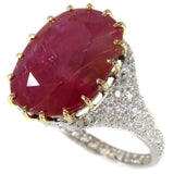 Art Deco Diamond and Natural Untreated Ruby Ring