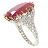 Art Deco Diamond and Natural Untreated Ruby Ring