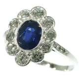Vintage Natural Blue Sapphire and Diamond Engagement Ring