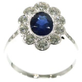 Vintage Natural Blue Sapphire and Diamond Engagement Ring